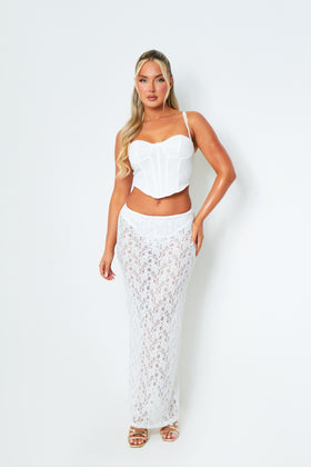 Thalia White Lace Maxi Skirt